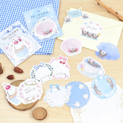 Set of cute animal-themed stickers on a wooden surface with a checkered cloth background. bird, cute, japan, nz, sticky note, sticker