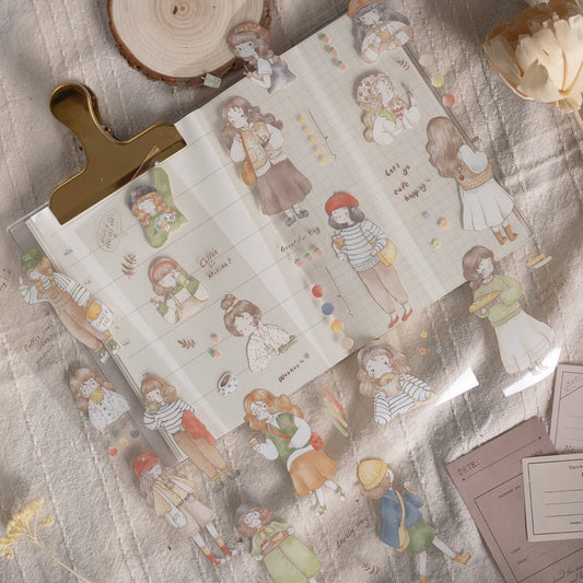 (NEW) Sho Little Happiness - Let's Go Cafe Hopping | Kiss Cut PET Tape Stickers
