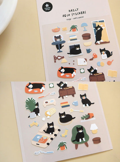 (NEW) Suatelier -  no.1139 cat's catch! | Daily Deco Stickers