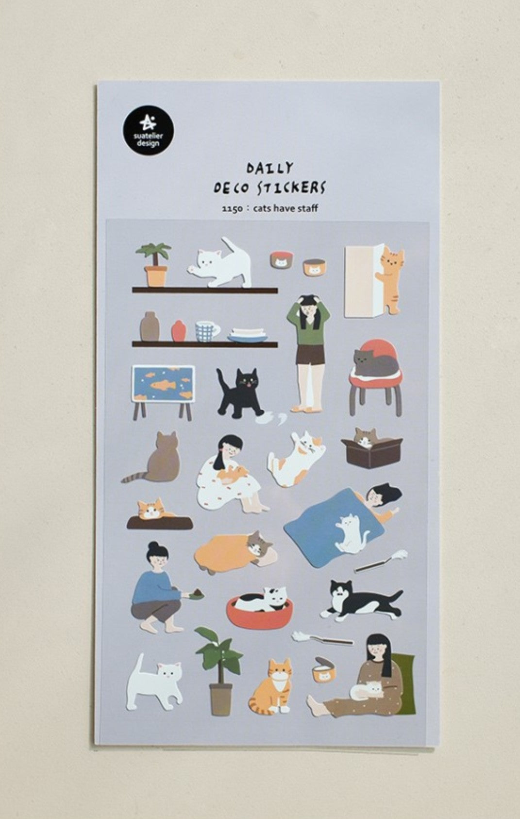 (NEW) Suatelier -  no.1150 cats have staff | Daily Deco Stickers