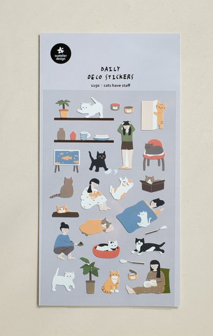 (NEW) Suatelier -  no.1150 cats have staff | Daily Deco Stickers