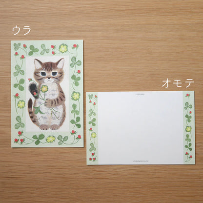 Tabby Cat and Flowers | Postcard