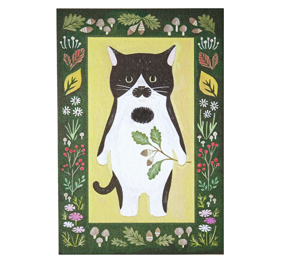 Tuxedo Cat with Mustache | Postcard