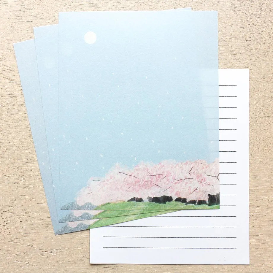 (NEW) Watako Omori Sakura | Letter Set (12 sheets & 4 envelopes)