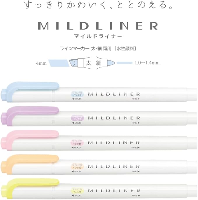 (NEW) Zebra Mildliner Double-Sided Highlighter - Mild - 5 Colors