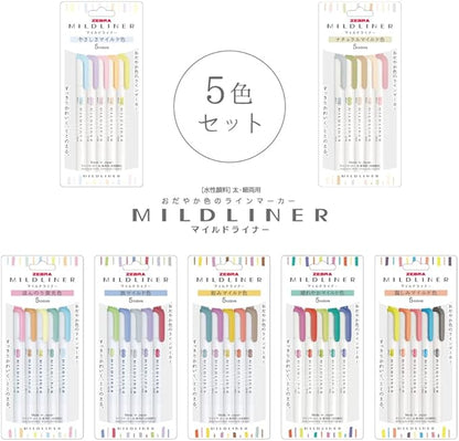 (NEW) Zebra Mildliner Double-Sided Highlighter - Mild - 5 Colors