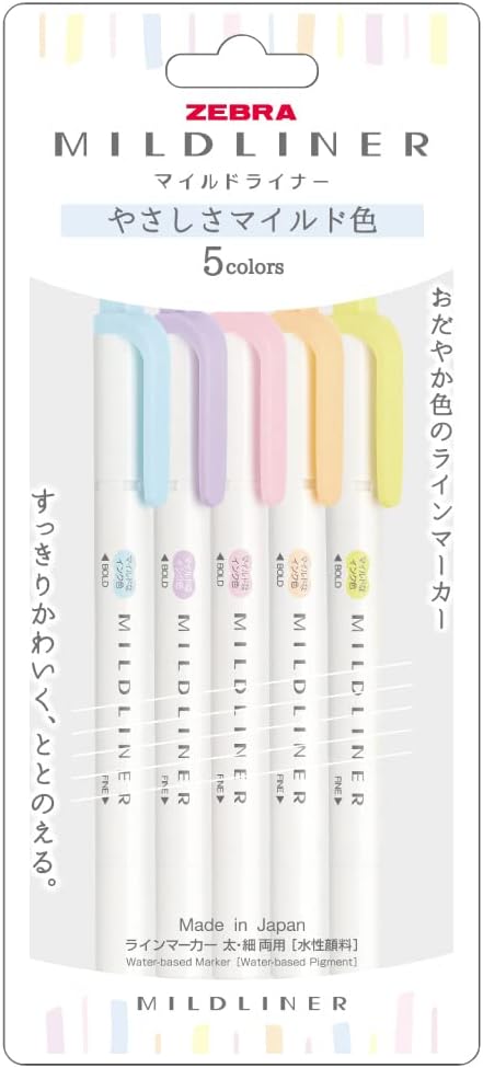 (NEW) Zebra Mildliner Double-Sided Highlighter - Mild - 5 Colors