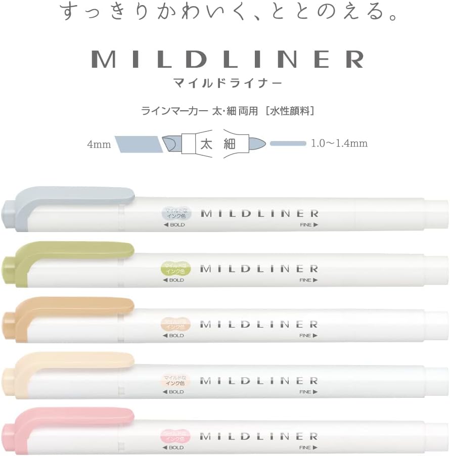 (NEW) Zebra Mildliner Double-Sided Highlighter - Natural - 5 Colors