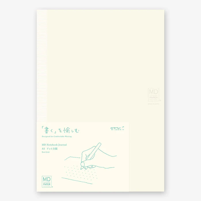White notebook design on a light beige background, journal, nz, minimalist, dot grid, notebook, japan, nz, new zealand, high quality, md, midori, dotted, grid, blank, Midori notebook nz, Midori nz 