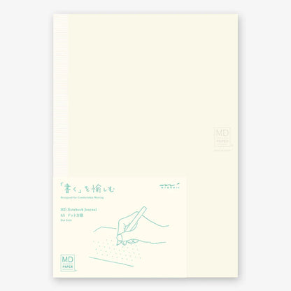 White notebook design on a light beige background, journal, nz, minimalist, dot grid, notebook, japan, nz, new zealand, high quality, md, midori, dotted, grid, blank, Midori notebook nz, Midori nz 