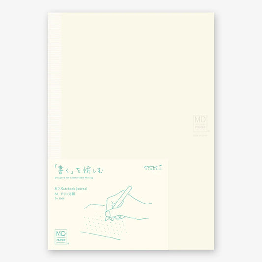 White notebook design on a light beige background, journal, nz, minimalist, dot grid, notebook, japan, nz, new zealand, high quality, md, midori, dotted, grid, blank, Midori notebook nz, Midori nz 