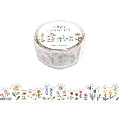 Masking tape with floral design and 'Cozy' branding on a white background, flower, japan, hope and letters, cute, flower, floral, pink, nz, washi tape, masking tape