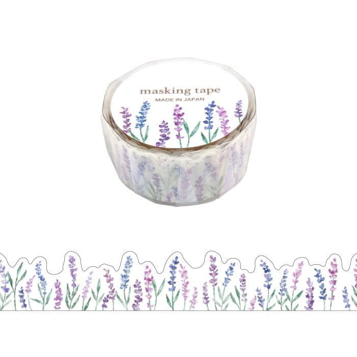 Roll of masking tape with lavender design on a white background, purple, masking tape, washi tape, japan, hope and letters, nz, cute, pastel