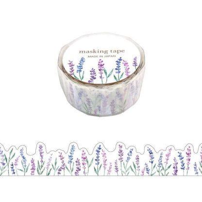 Roll of masking tape with lavender design on a white background, purple, masking tape, washi tape, japan, hope and letters, nz, cute, pastel