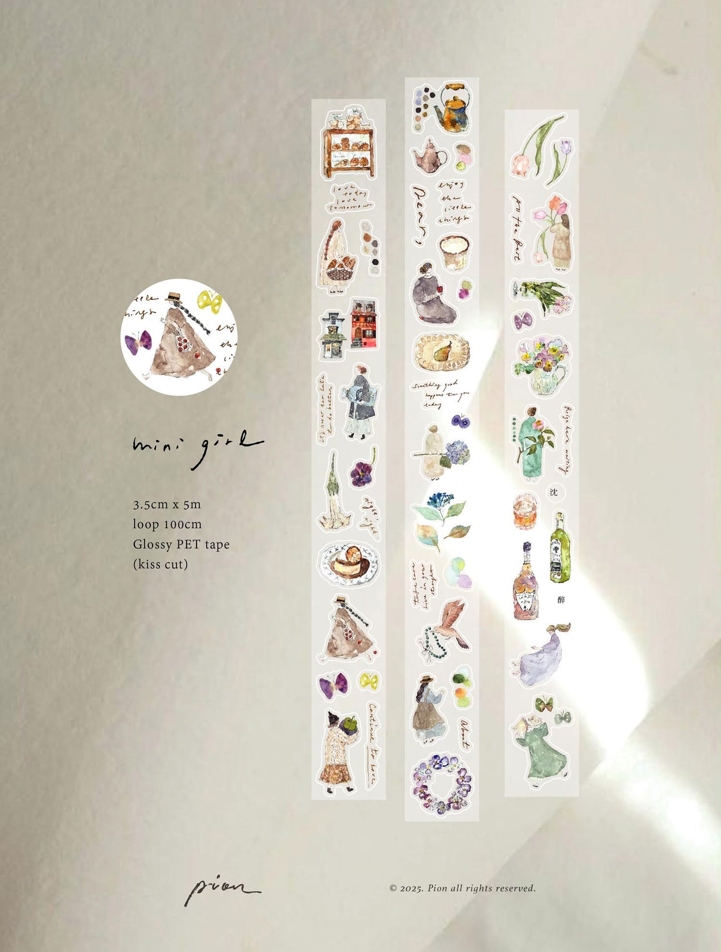 (NEW) Pion - Mini Girl | 3.5cm Kiss Cut PET Tape