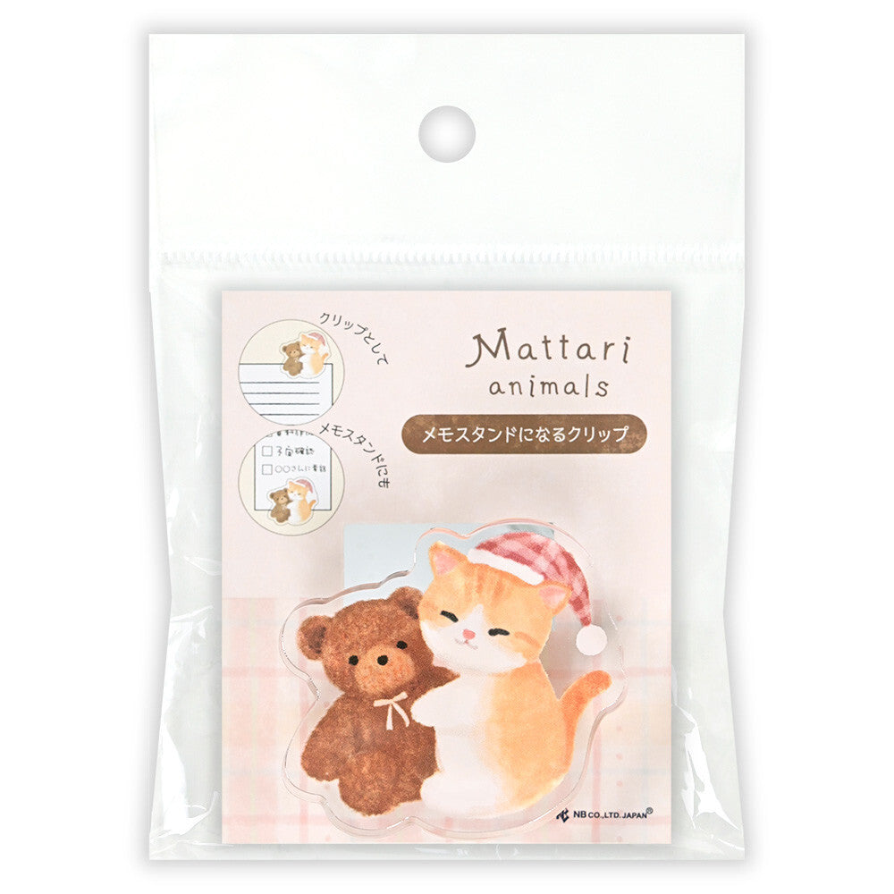 Packaged product with cartoon bear and polar bear design on a beige background,kitten,cat, cute, clip, journal clip, bear, cute, japan, nz, stationery