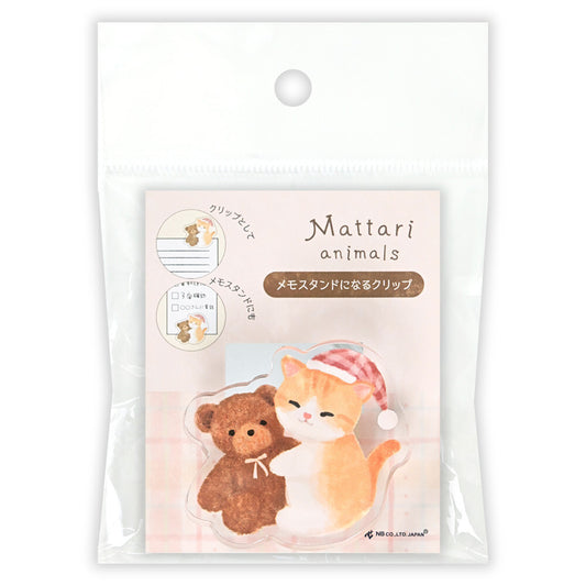 Packaged product with cartoon bear and polar bear design on a beige background,kitten,cat, cute, clip, journal clip, bear, cute, japan, nz, stationery