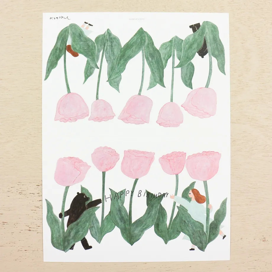 (NEW) Cozyca - Necktie Tulip | Gold Foil Birthday Card