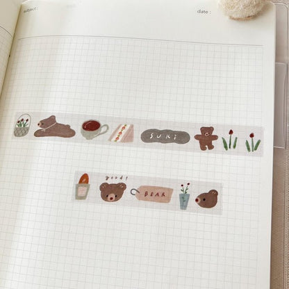(NEW) Ranmyu Black Tea and Kuma-Chan | Washi Tape (10m)