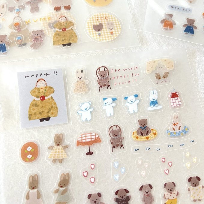 (NEW) Ranmyu Kuma-Chan And The Happy Girl | Sticker Sheet